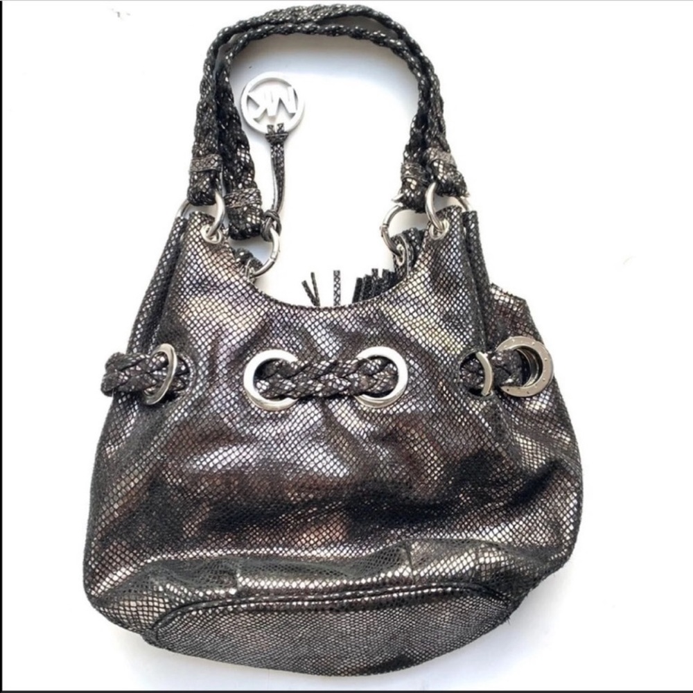 MK Michael Kors Gunmetal Black Snake Hobo Bag - Picture 2 of 8